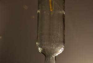 Photo of a suspended bottle